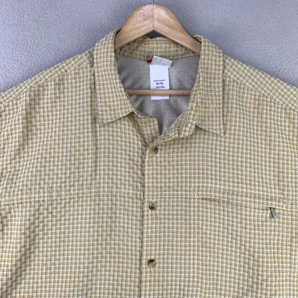 The North Face ANL6 Button Up Shirt Mens XL Yellow Plaid Outdoor Hiking